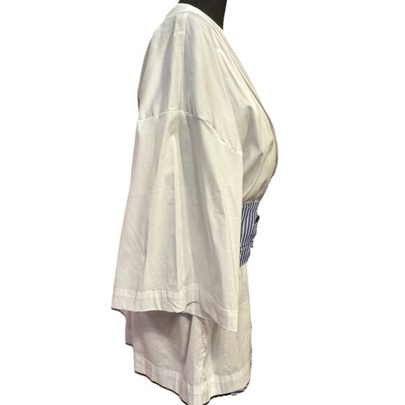 Eloquii Blouse 20 Womens Belted Kimono Top Career Office Coastal Nautical - Picture 4 of 6